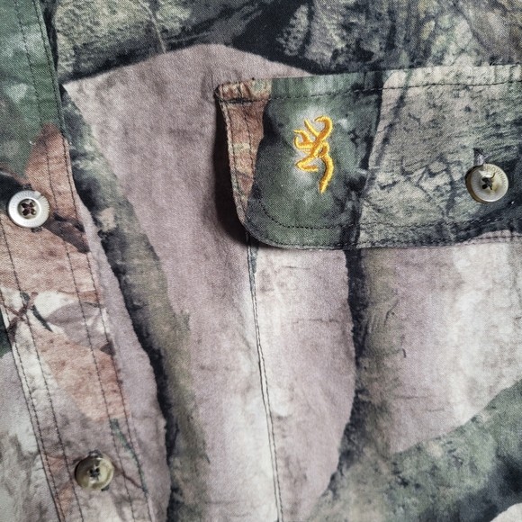 👕🌶 Browning Real Tree Camo Collared Longsleeve Button Up Shirt - Picture 3 of 8